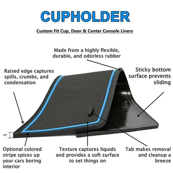 

PVC Center Console Liner Black&Blue Accessories For Toyota Tacoma 16-19