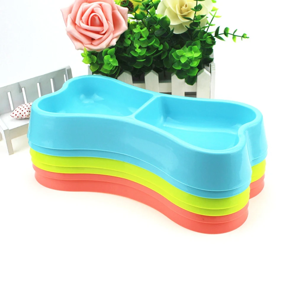 Bone Shaped Pet Bowl for Cats PP Plastic Dog Bowl Cute Puppy Dog Food Bowl Bright Color Pet Feeder Beautiful Cat Water Container
