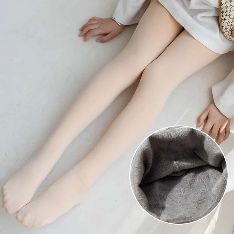 winter Girls white plus velvet thickening Dance stockings baby cotton Fleece Lining children pantyhose Keep warm leggings kids