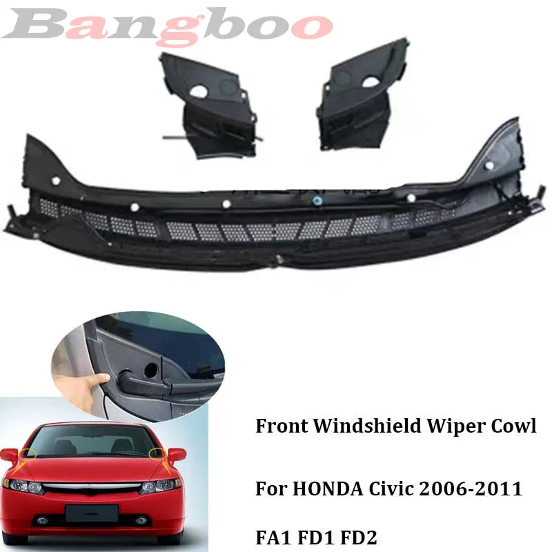 Car Engine Hood Cowl Front Windshield Wiper Arm Cowl Cover For Honda Civic Fa1 Fd1 Fd2 2006 2007