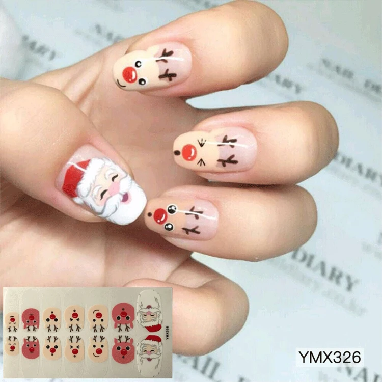 DIY Nail Art ремесло обертывания Рождественская тема наклейки для ногтей Снеговик Снежинка узоры клей год наклейки для подарков - Цвет: ymx326b