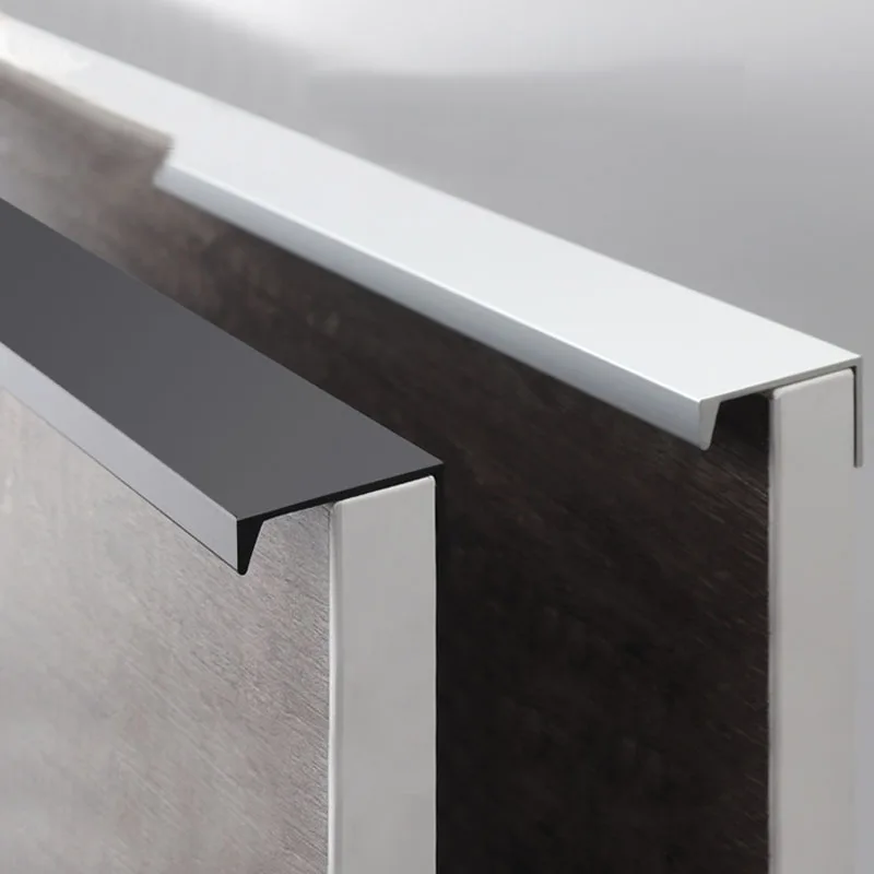 

KK&FING Aluminum Alloy Invisible Handle Black Kitchen Cabinets Pulls Furniture Wardrobe Door Knob Drawer Furniture Hardware