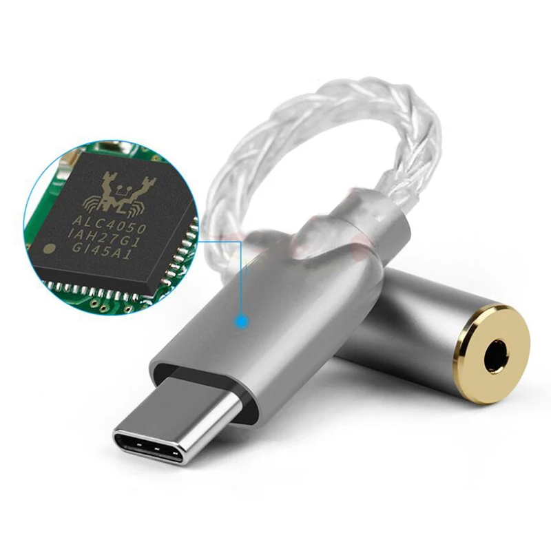 Hifi Type C Mini Jack 3 5mm Headphone Adapter Silver Headphone Cable o Connectors 3 5mm Female USB C Converter