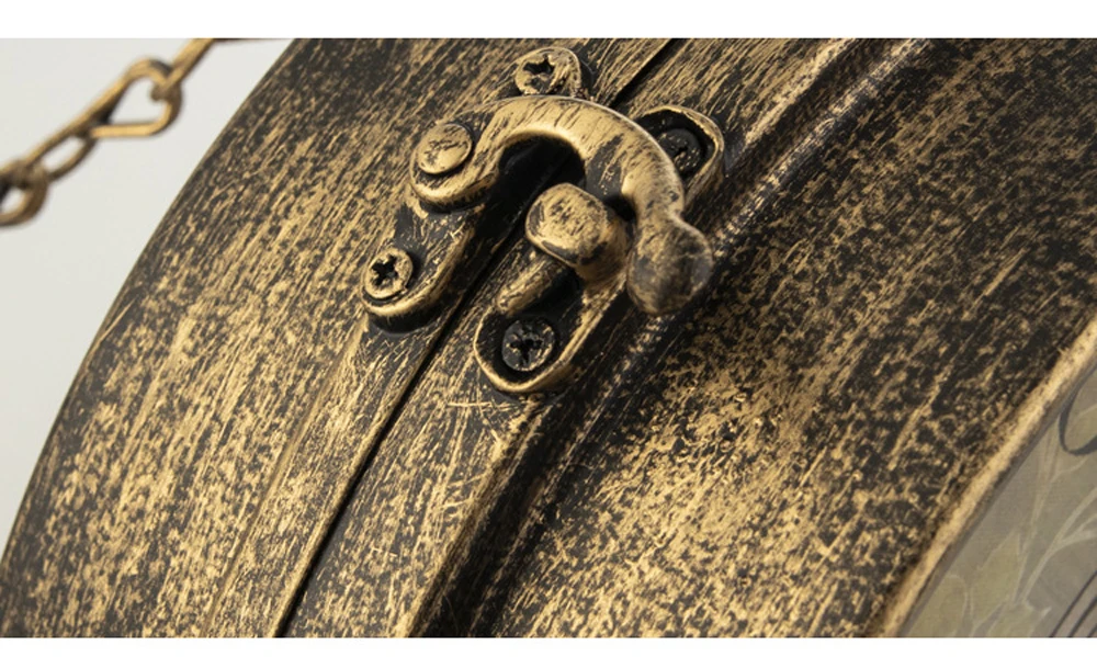 Retro European style classic bracket wall clock Double-sided display time  Iron Train Station Style Round Clock with Scroll Wall