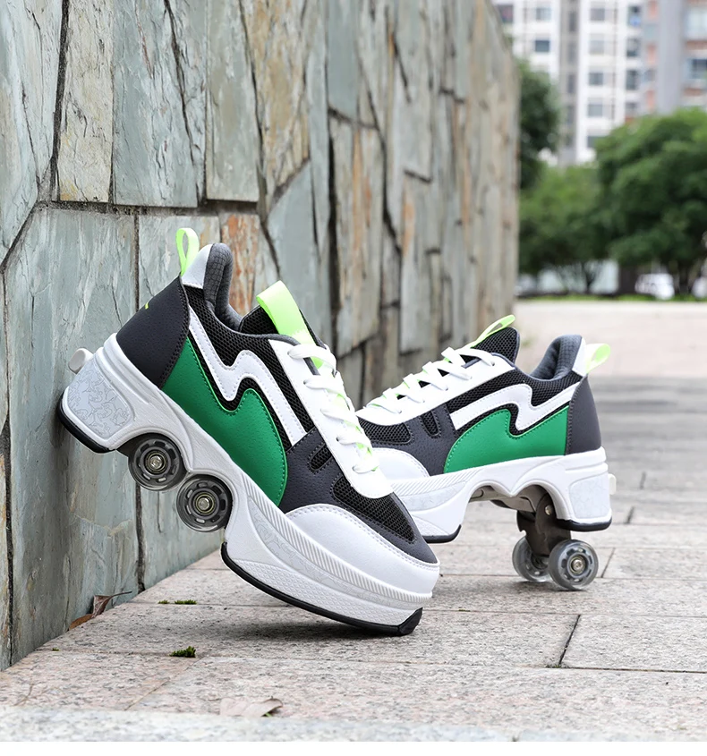 

Roller Shoes Deformation Parkour Shoes Four Wheels Running Shoes Roller Skates For Women Men Liangjiao Brand