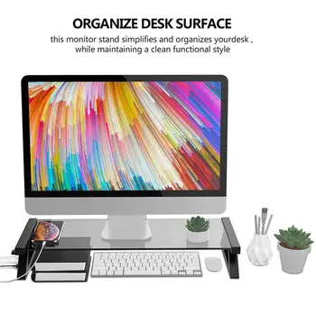 

Aluminum Alloy Monitor Stand Space Bar Dock Desk Riser with 4 USB Ports for Computer Laptop Below Tablet Multi-function Rack