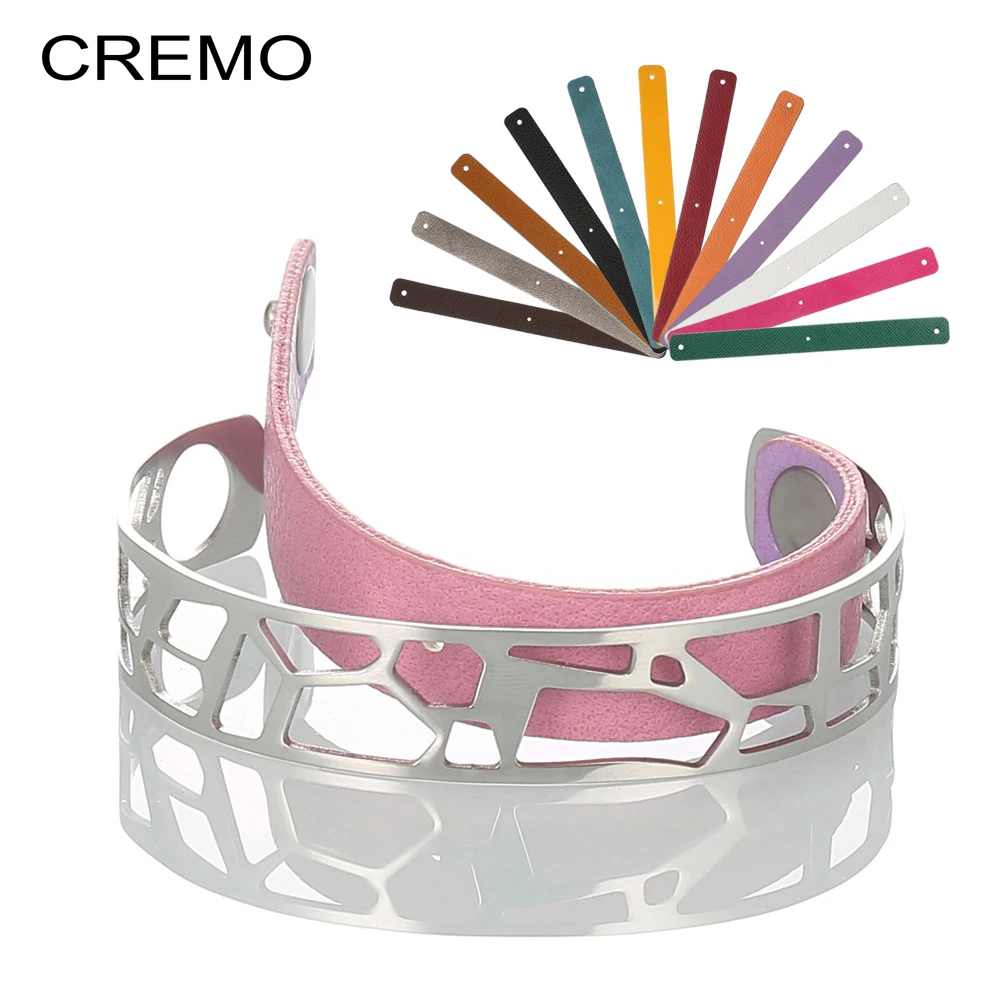 

Cremo Cuff Bangles For Women Love Bracelet Stainless Steel Bracelets Pulseiras Reversible Leather Belt Arm Bangle