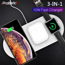 3 в 1 Беспроводное зарядное устройство QI 10 Вт с двойной Беспроводной Зарядное устройство Pad для IPhone наручных часов Iwatch, магнитный Беспроводной зарядная станция для наручных часов Apple Watch 4, версия 1, 2, 3, ремешок Airpods