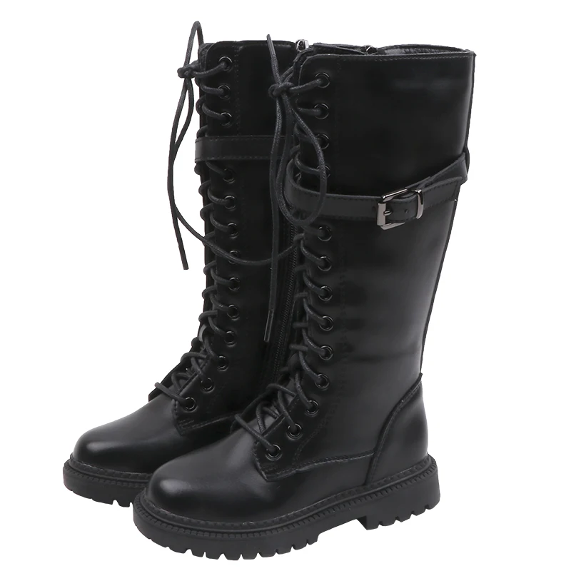 

Kids Shoes Girls Knee-high Boots Anti-Slip Fashion Children Boots Winter Autuimn New Solid Color British Style SX290