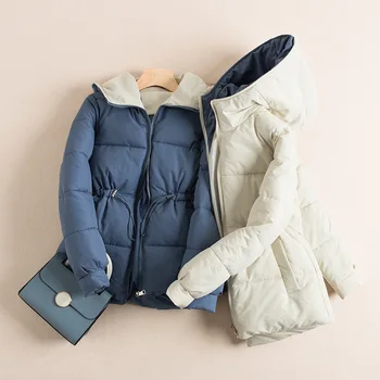 

2019 new down jacket women's winter basic models plus velvet hooded Slim coat down jacket coat female winter warm portable