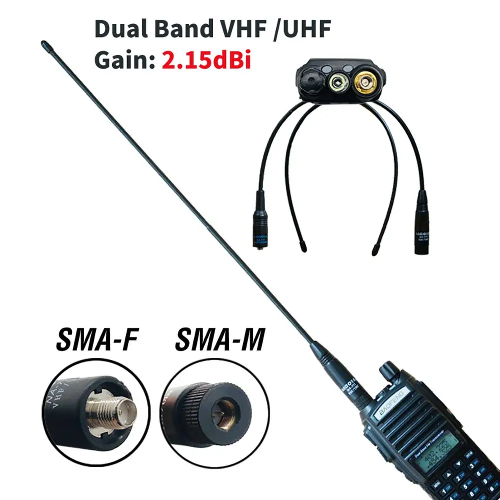 

2PCS Original Baofeng Antenna Dual Band Walkie Talkie Antenna SMA-F SMA-M VHF UHF 144-430MHz For UV-5R UV-82 BF-888S NA-771