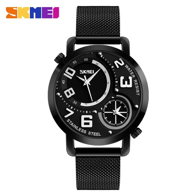 

Skmei 9168 Fashion Creative Dual Display Waterproof Mesh Belt MEN'S Quartz Watch