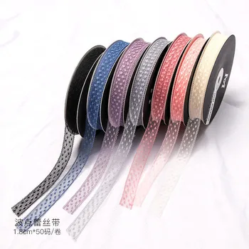 

1.8cm 50Yard Korean Solid Color Polka Dot Gift Ribbon Bowknot Soft Lace Ribbon Gift Packaging Materials Ribbons