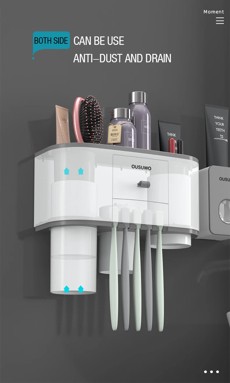 Автоматический настенный держатель для зубных щеток, дозатор зубной пасты для ванной комнаты