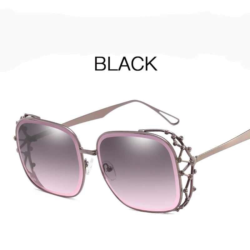 MuseLife, металлические большие квадратные солнцезащитные очки в коробке, женские солнцезащитные очки с козырьком, женские квадратные солнцезащитные очки, UV400Q, темпераментные женские очки - Цвет линз: 1-Black