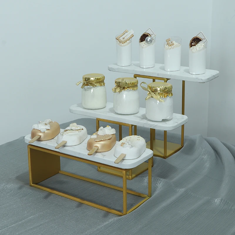 White Gold Marble Cake Stands Sets for Wedding Birthday Baby Shower Meeting Bussiness Party Tableware Dessert Tray