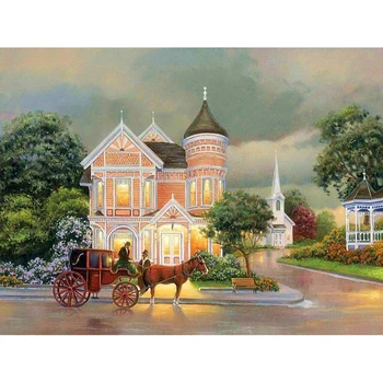

DIY Painting By Numbers Carriage Kit Coloring By Numbers Landscape Wall Art Acrylic Canvas Paintings Home Decoration Gift