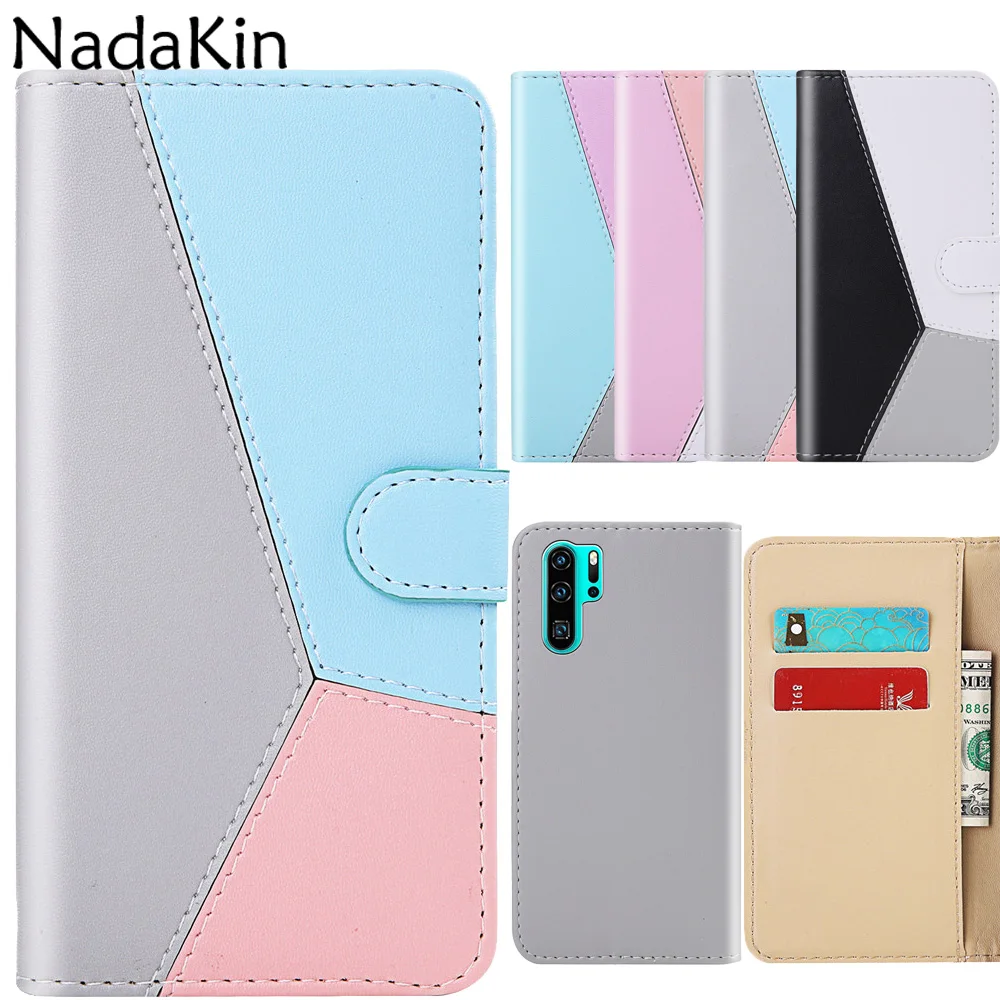 

Luxury Contrast Color Book Case Shell for Huawei P20 Pro P30 Mate 20 30 Lite P Smart 2019 Honor 9 10 Lite Flip Leather Cover