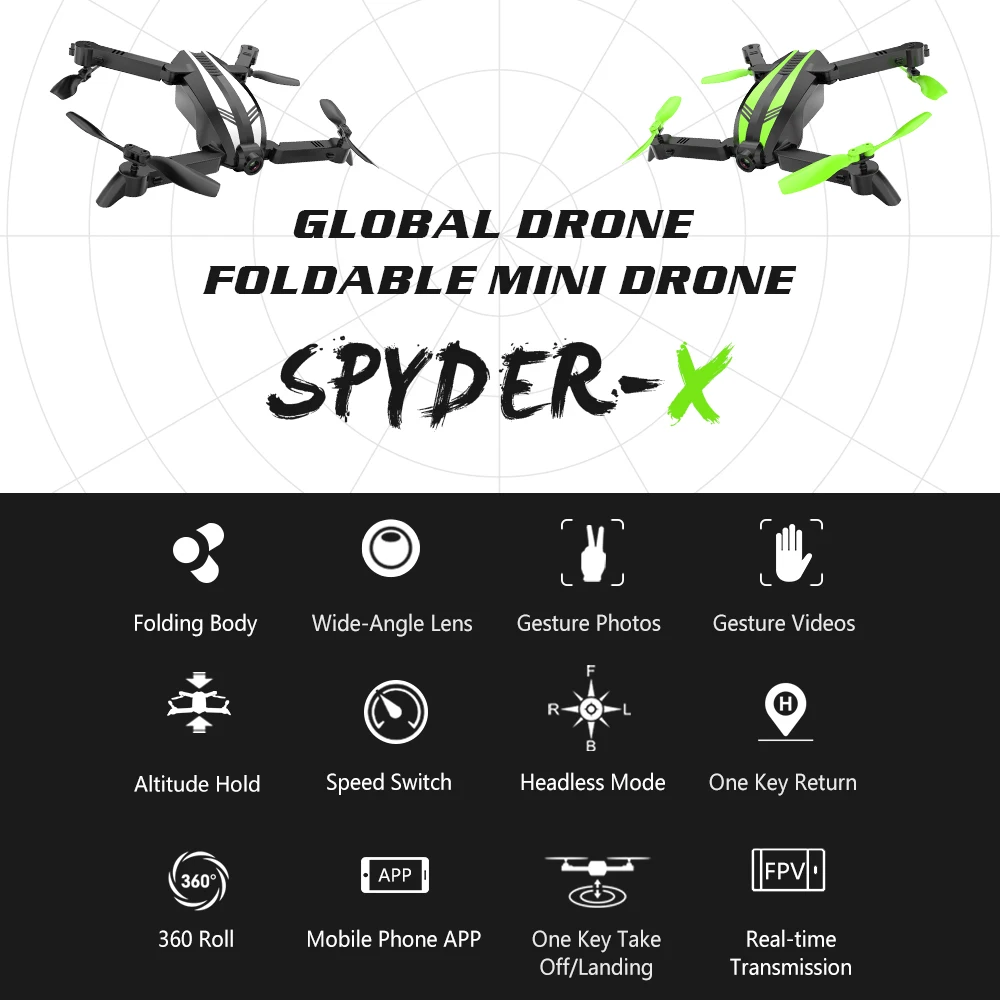 Global Drone SPYDER-X мини-Дроны с камерой HD FPV Drone X Pro RC вертолет камера Квадрокоптер Дрон игрушки для детей VS E58