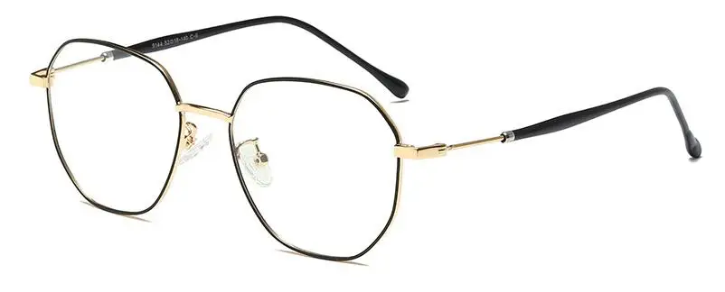 Round Blue Light Glasses UV400 Compute Glasses Fashion Eyeglasses Women Men Spectacle Frames Photochromism Gray Lens - Цвет оправы: black gold clear