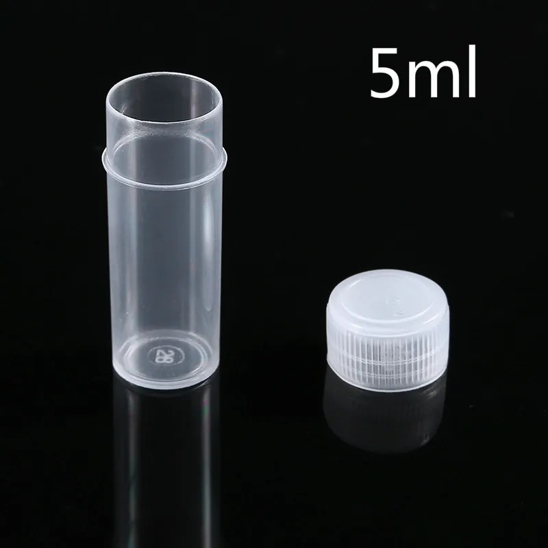 Plastic Test Tubes Vials 100pcs 5ml Sample Container Powder Craft Cap Bottles For Office School Chemistry Supplies