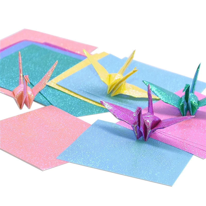50pcs/lot Square Origami Paper Single Side Glitter Multicolor Folding Paper DIY Handmade Scrapbooking Kids Toy Home Decor Crafts