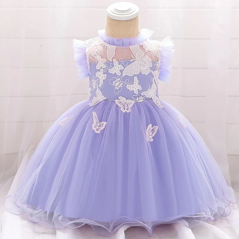 Элегантное детское платье для дня рождения г., летний костюм для девочек платье принцессы вышитая юбка-бабочка, платье Newborn-3-9-12-18-24M