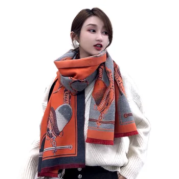 

Fashion Winter Scarf Women Cashmere Warm Pashmina Foulard Lady Luxury Horse Scarves Thick Soft Bufanda Shawls Wraps 2020 New