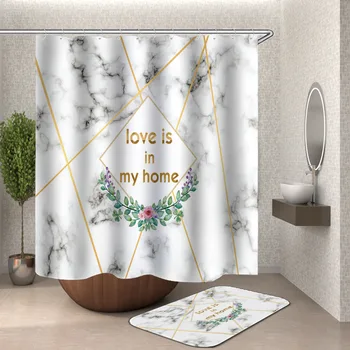 

Shower Curtain, Bathroom Curtains-Green Plant,Plants, Leaf, Leaves,Potted Plants,Hand Draw,Granite,Marble,White Cloth