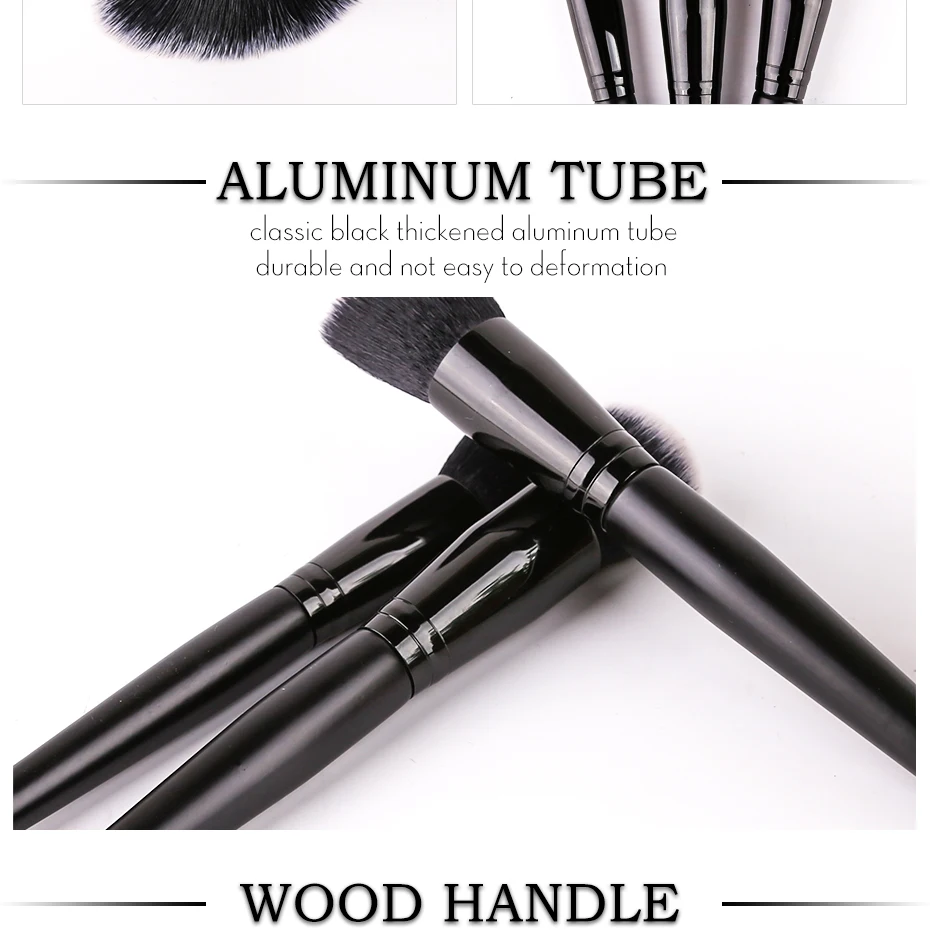 ZOREYA 3Pcs Class Black Makeup Brushes Super Soft Face Make Up Brush Set Blush Slanted Powder Ultimate Blending Beauty Tool