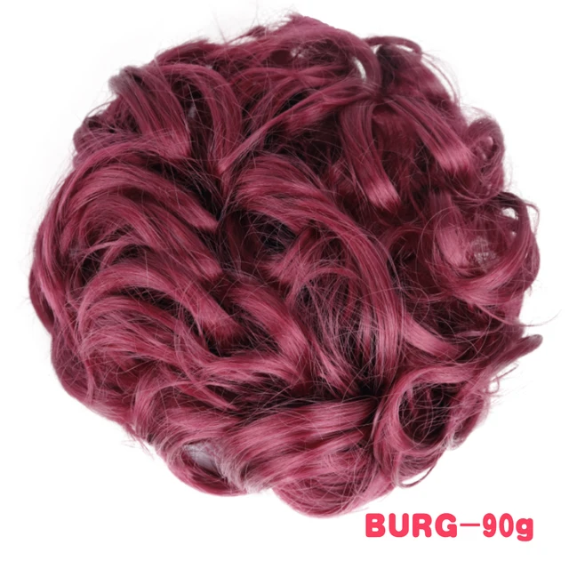 MERISIHAIR Synthetic Girls Curly Scrunchie Chignon With Rubber Band Brown Gray Hair Ring Wrap On Messy Bun Ponytails 90g-burg