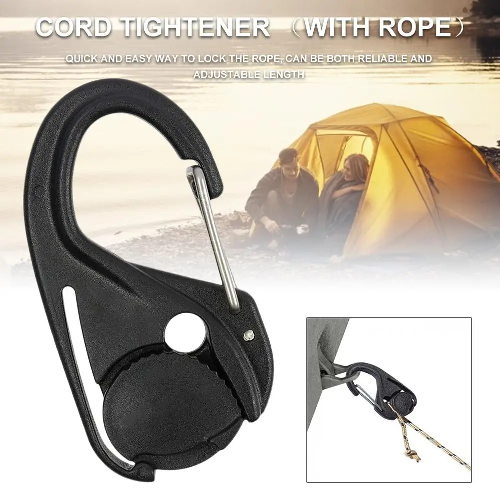 

Rope 2MM-5MM Card Lanyard Hook Fixture Cord Tightener Lightweight Plastic Tie Down Cam Mechanism With Carabiner Clip Holder