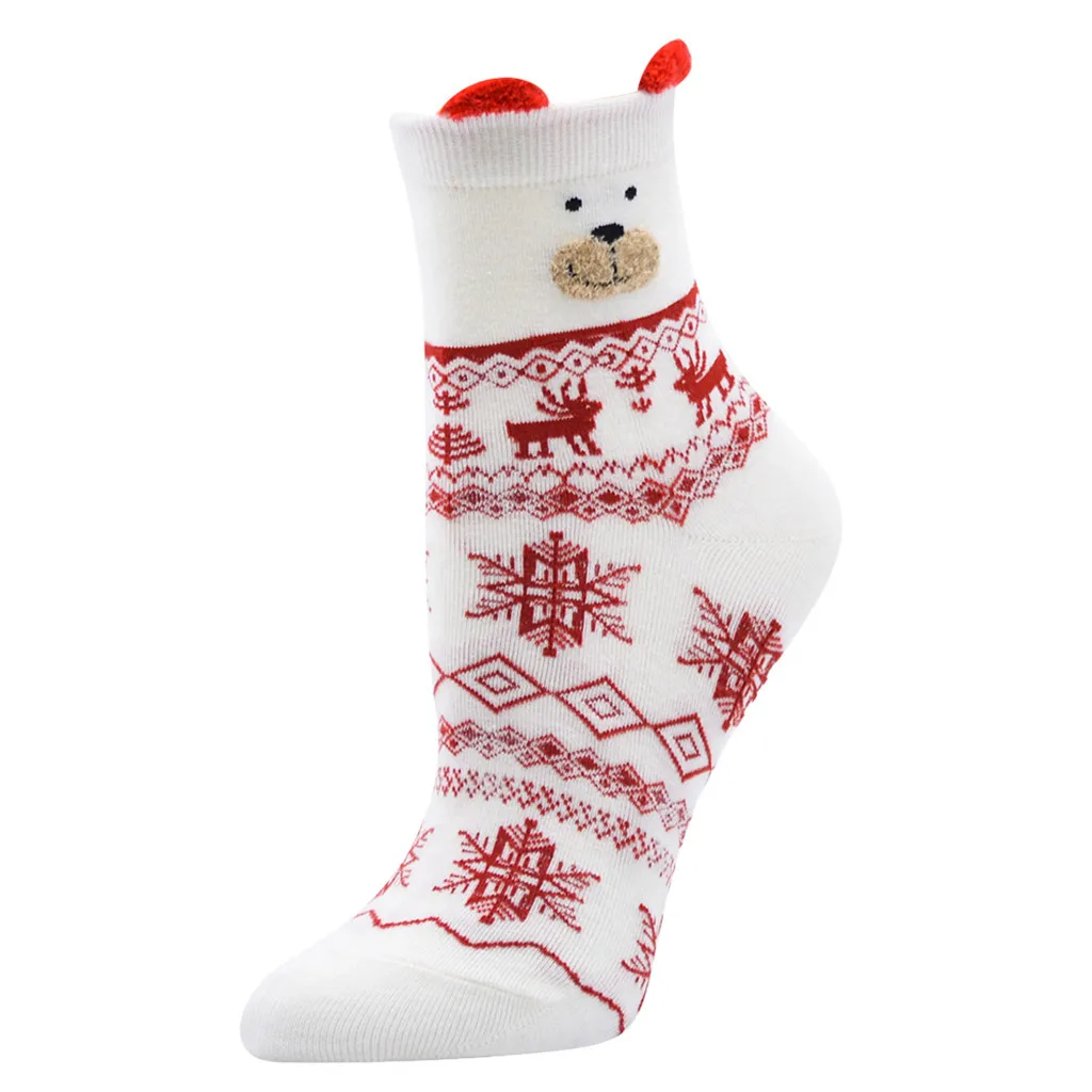 Новые рождественские чулки для девочек мужские повседневные носки для работы спортивные носки средней длины с объемным рождественским принтом Санта-Клауса и лося для мальчиков 19 oct09