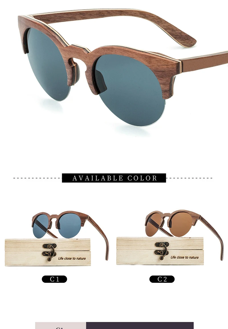 Cat Eye Wood Bamboo Sunglasses Women Fashion Mirror Sunglasses Men Brand Designer Glasses
