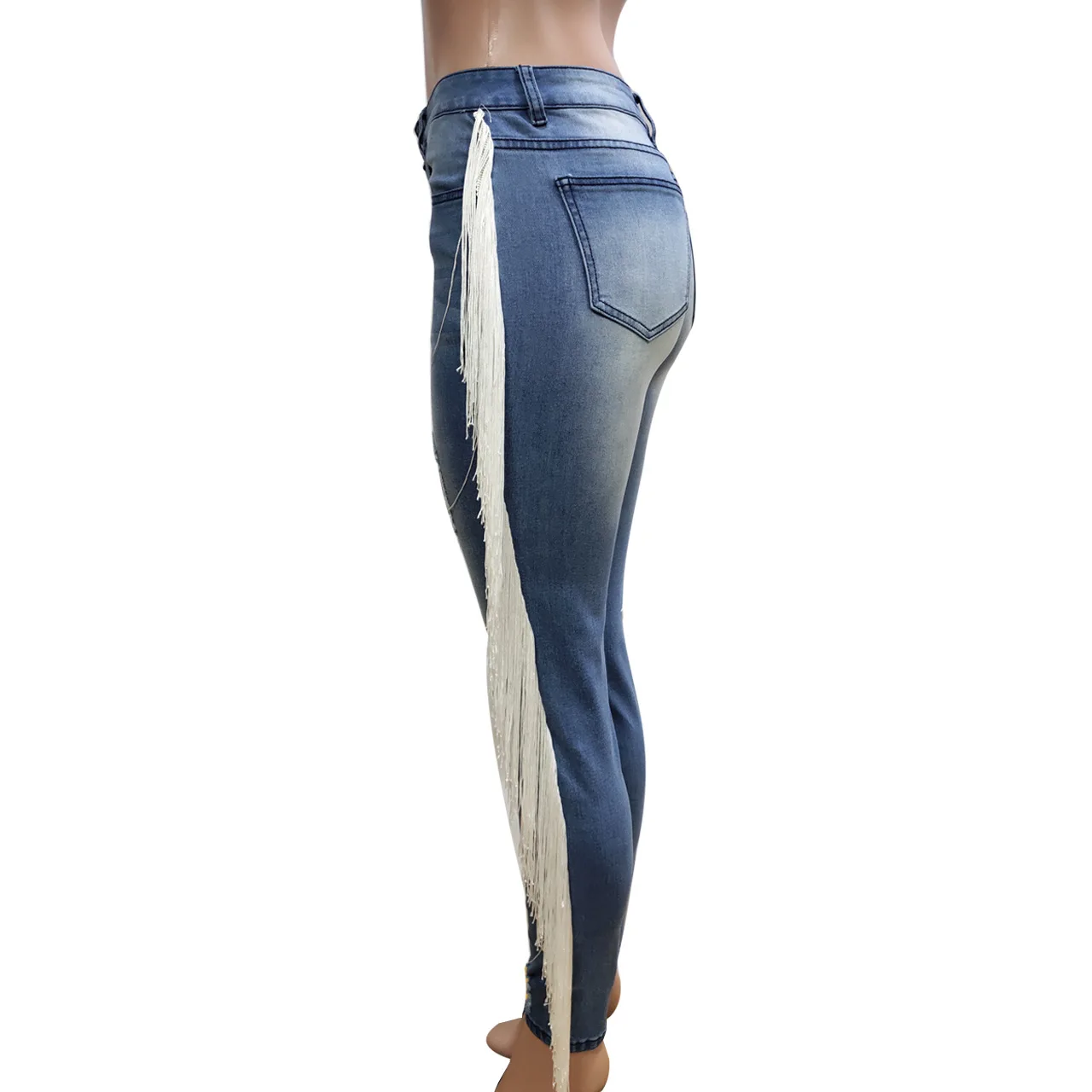Женские Летние Осенние рваные с высокой талией Повседневная куртка для мужчин карандаш джинсы с кисточками боковая Сращивание джинсовые шорты модные брюки