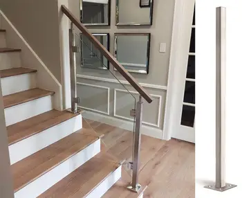 

Freeshipping Floor Mount Stainless Square Newel Post