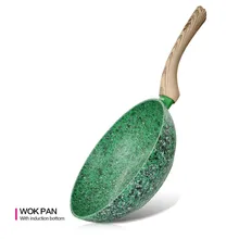 Сковорода вок 3 слоя 2 стороны мраморная облицовка кованый алюминий для газовой и индукционной плиты