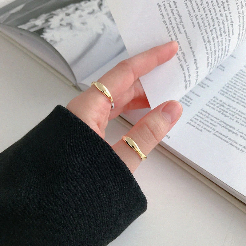 Gold color S'STEEL Необычные 925 пробы серебряные кольца для женщин, волнистое Открытое кольцо Anillos Plata 925 Para Mujer Bijoux Femme, хорошее ювелирное изделие - Цвет камня: Gold color