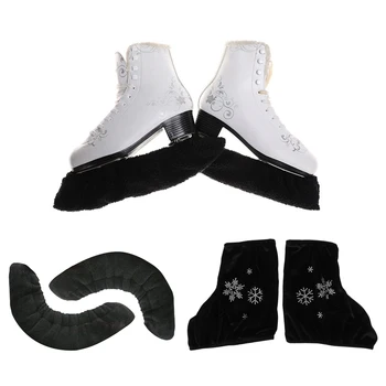 

1 Pair Ice Figure Skate Boot Covers Protector & Skating Velvet Blade Soaker S M L