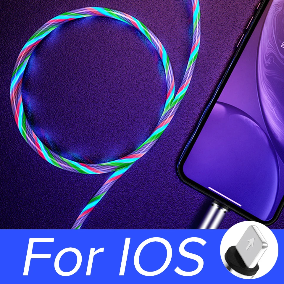 iPhone Магнитный кабель Venroii Micro usb type-C для телефона samsung, освещение, магнитное зарядное устройство type C, зарядный провод для передачи данных для huawei Xiaomi 8 - Цвет: iPhone