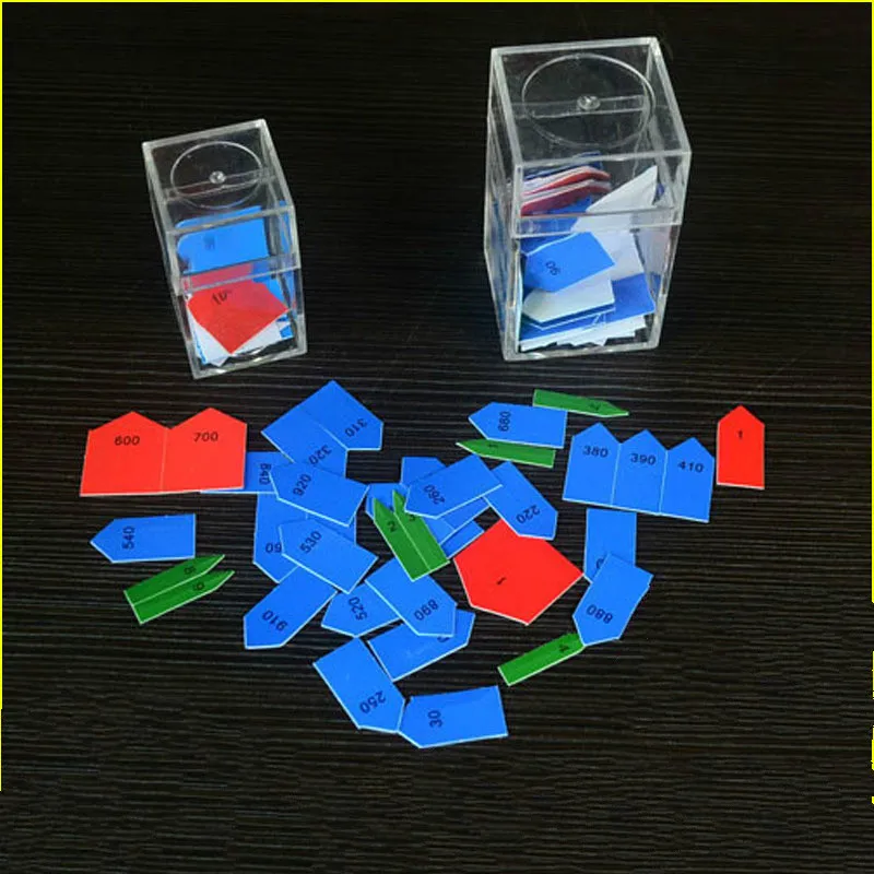 

Montessori teaching aids International Edition Hundred Thousand Beaded Labels Plastic Box Montessori Mathematics