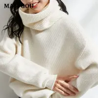 Basic Turtleneck Women Sweaters Oversized Cashmere Pullover Sweater Korean Fashion Knitted Ribbed Jumper Top Long Sleeve