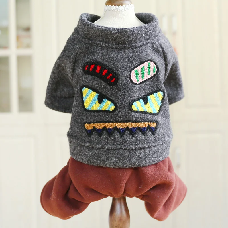 

PETCIRCLE Pet Dog Clothes Teddy Pomeranian Autumn And Winter Thick Winter Jacket Cute Little Devil Four-legged Clothes