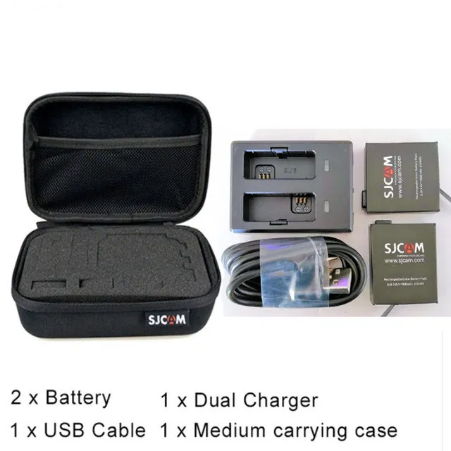 AS picture kit Аккумулятор SJCAM SJ9 1300 мАч литий-ионная аккумуляторная батарея для экшн-камеры SJCAM SJ9 Strike(2 шт. батареи+ двойное зарядное устройство) выбор сумки для камеры и микрофона - Цвет: AS picture kit