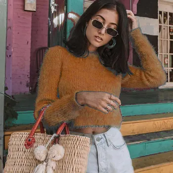 

On sale 2019 autumn winter Women Knitted O neck Sweater Casual Soft fresh Jumper Fashion Slim Femme Elasticity Pullovers @8