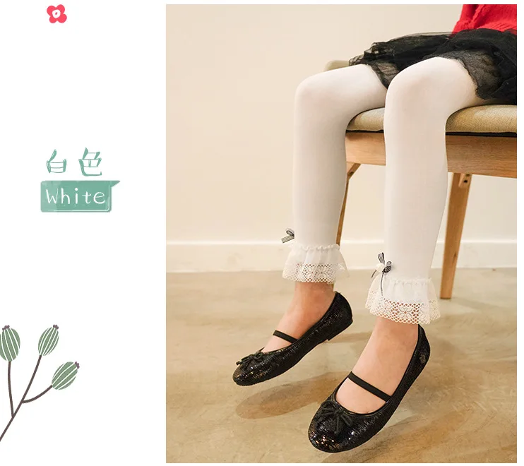 Spring And Summer CHILDREN'S Leggings Socks Velvet Lace Girls Bow Pantyhose Pants White Dance Pantyhose