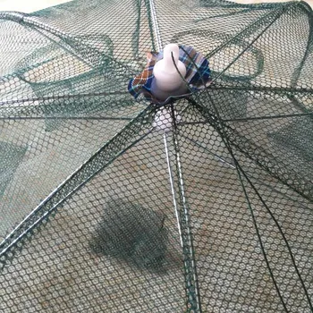 

6 Holes Foldable Fishing Mesh Nylon Crab Shrimp Net Trap Cast Dip Cage Fishing Bait For Fish Minnow Crawfish SEC88