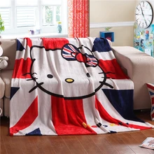 British Union Jack Hello Kitty Flannel Blanket Cartoon Minions Stitch Warm Soft Fleece 150*200cm Size Free Shipping