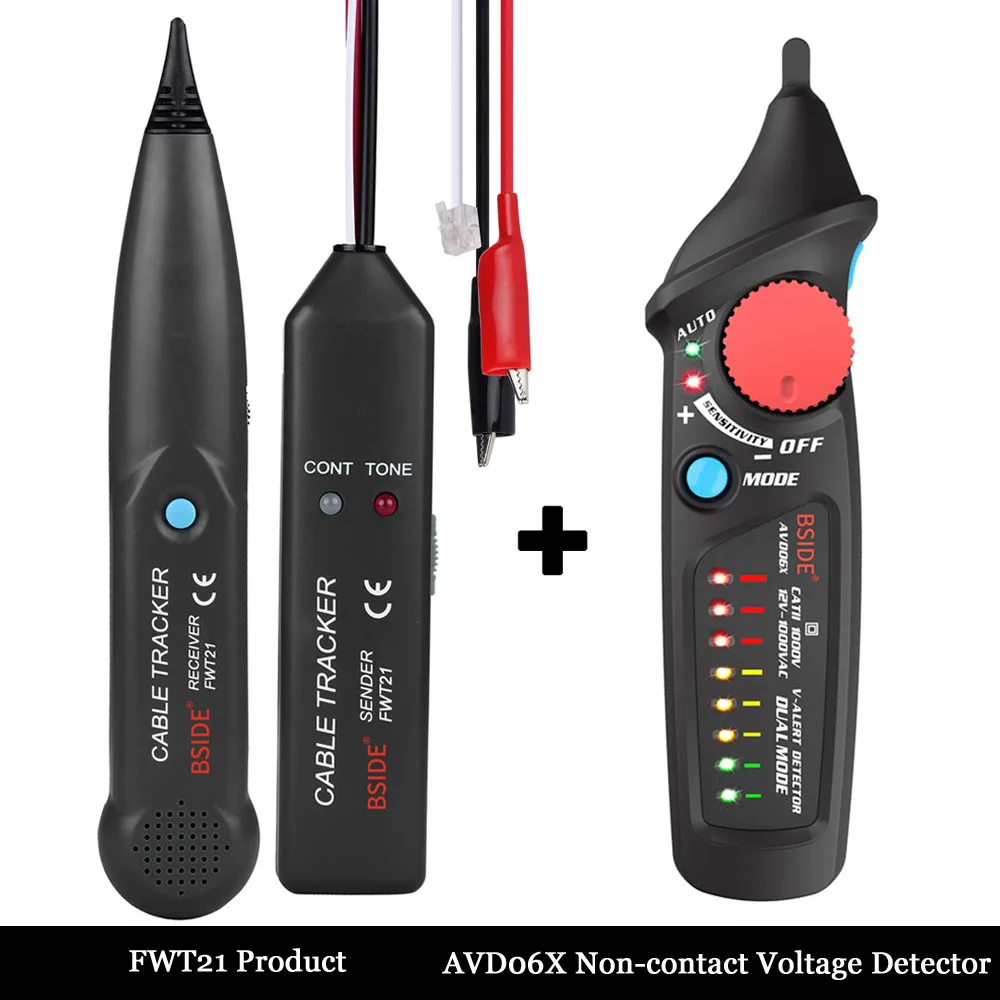 BSIDE FWT21 детектор телефонной линии тест на непрерывность кабеля трекер провода Трассировка Диагностика точки разрыва отлично, чем MS6812 - Цвет: FWT21 With AVD06X