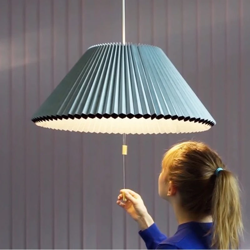 Купить тканевый зонтик подвесной светильник в скандинавском стиле синий
